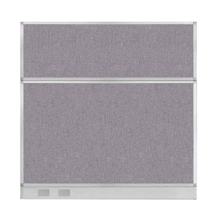 VERSARE Hush Panel Configurable Cubicle Partition 6' x 6' Cloud Gray Fabric w/ Cable Channel 1856337